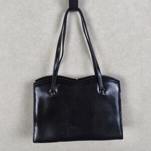 Vintage Adrian Gold London Black Leather Shoulder Bag Made England